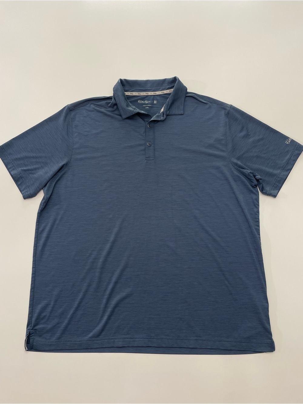 Walter Hagen Golf Polo Slate Blue Short Sleeve Micro Stripe Shirt Mens size XXL
